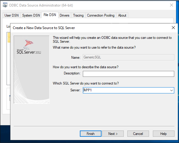Screenshot that shows entering a server name.