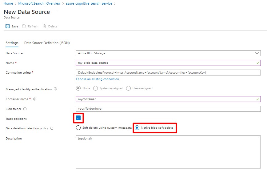 Screenshot of portal data source native soft delete.