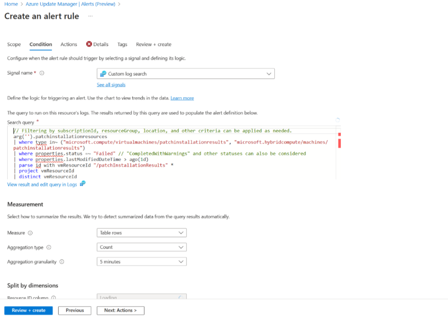 Screenshot that shows how to configure advanced alert rule.