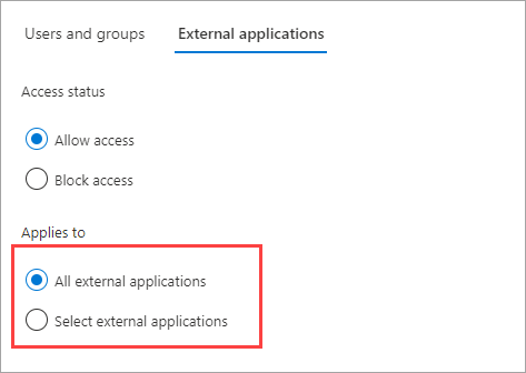 Screenshot showing application targets for b2b collaboration.