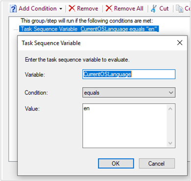 Screenshot of example condition on Apply OS step