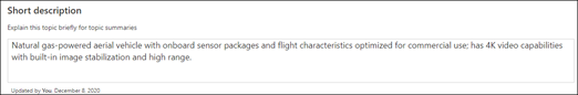 Screenshot of the topic description section.