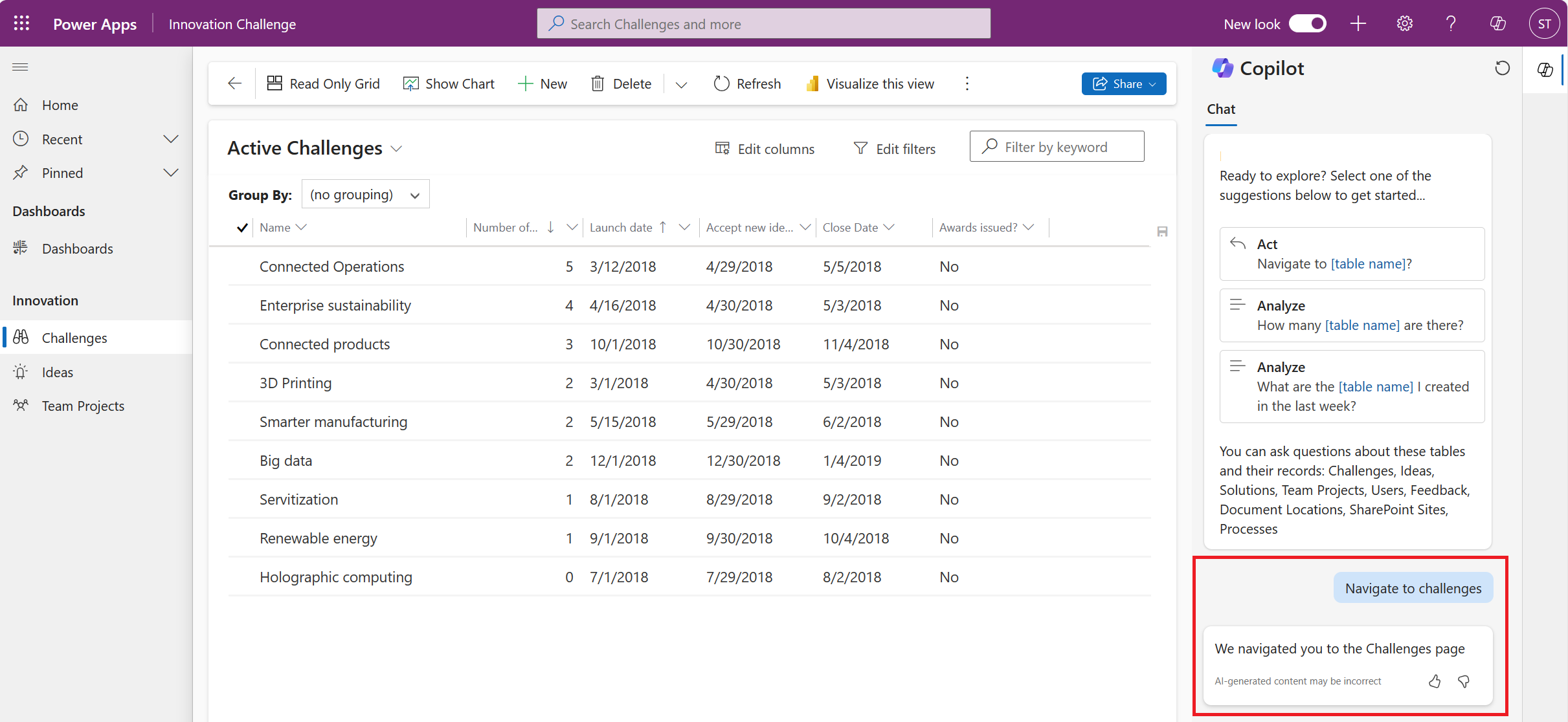 Snimak ekrana koji pokazuje da je Copilot otvorio stranicu kao odgovor na zahtev.