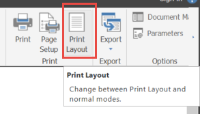 Screenshot of selecting Print Layout.