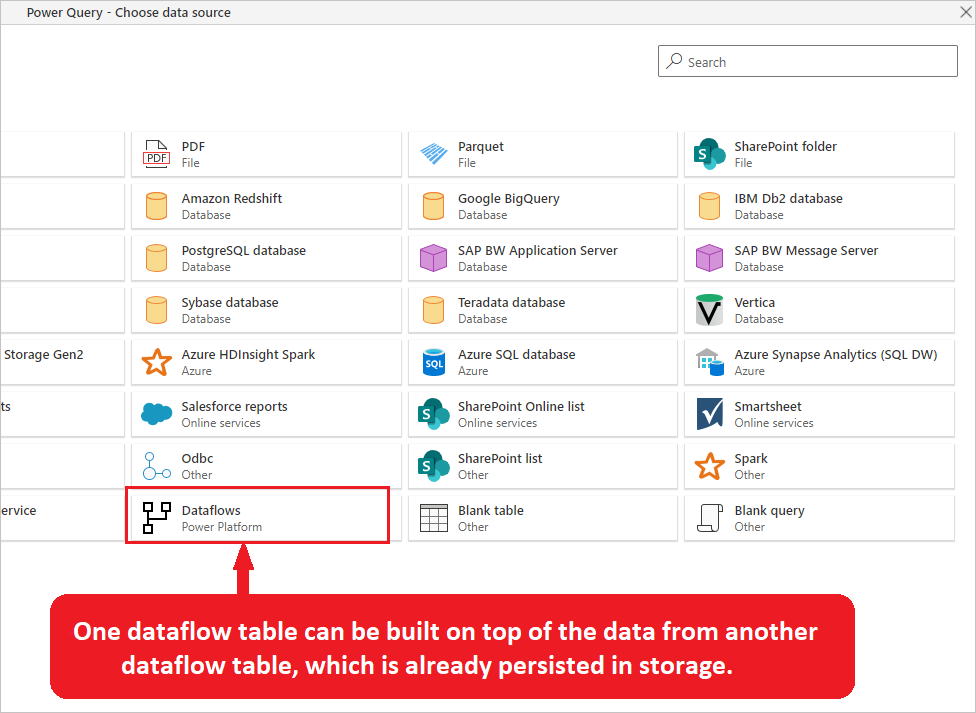 Get data from Power Platform dataflows.