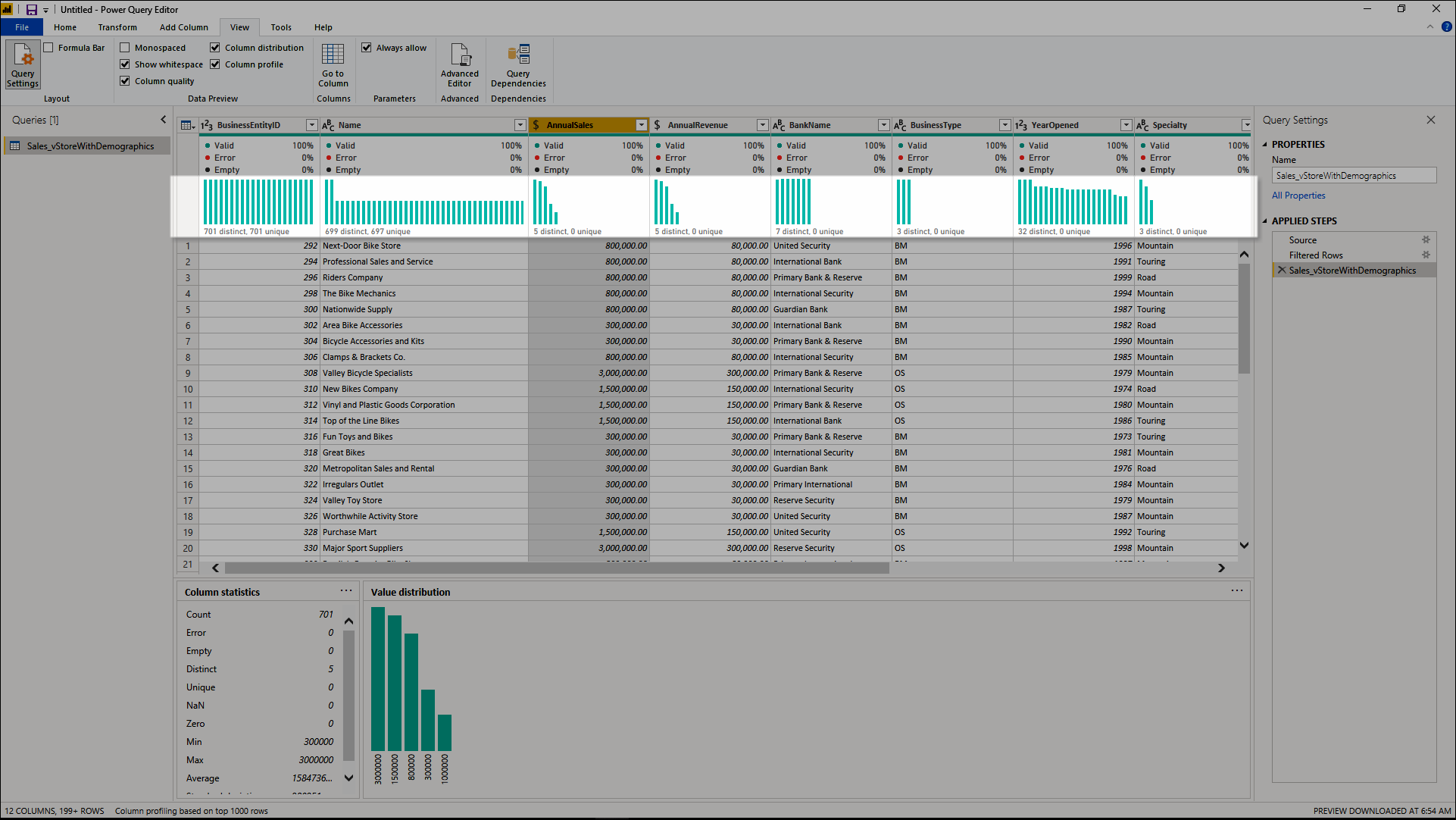 Column distribution.