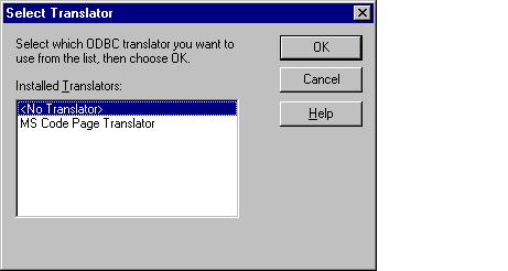 CH23J Select Translator dialog box