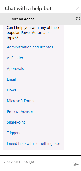 Screenshot of the chatbot control on the home screen.