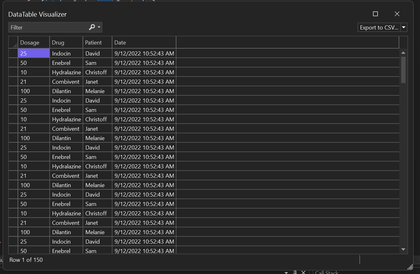 Diagram of View the DataSet visualizer data.