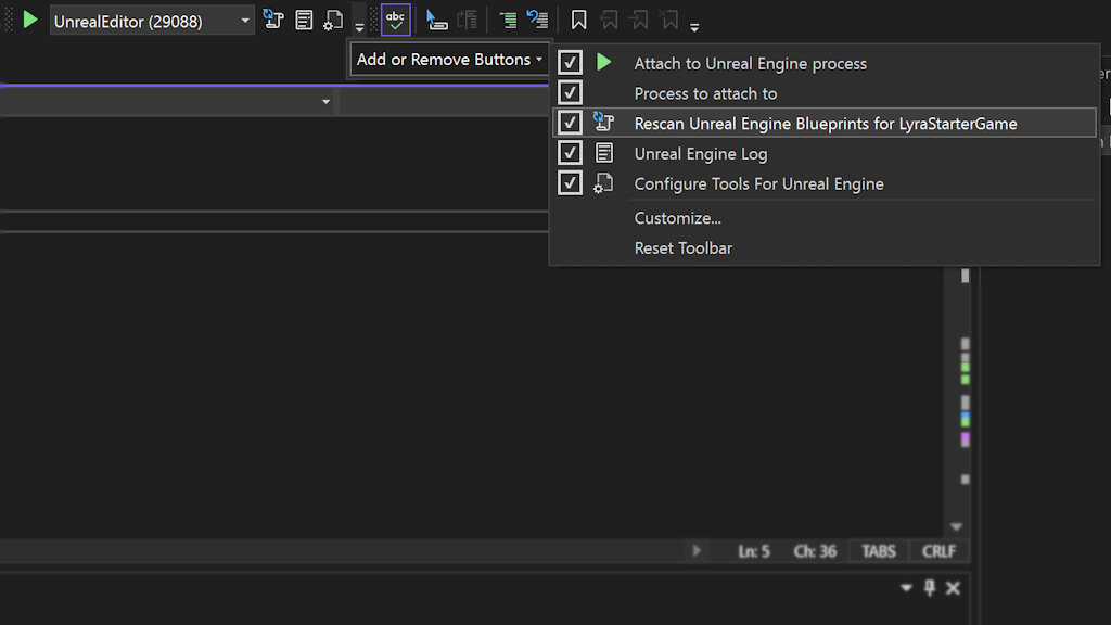 Unreal Engine Toolbar