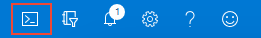 Skärmbild av ikonen för att starta Cloud Shell från Azure-portalen.