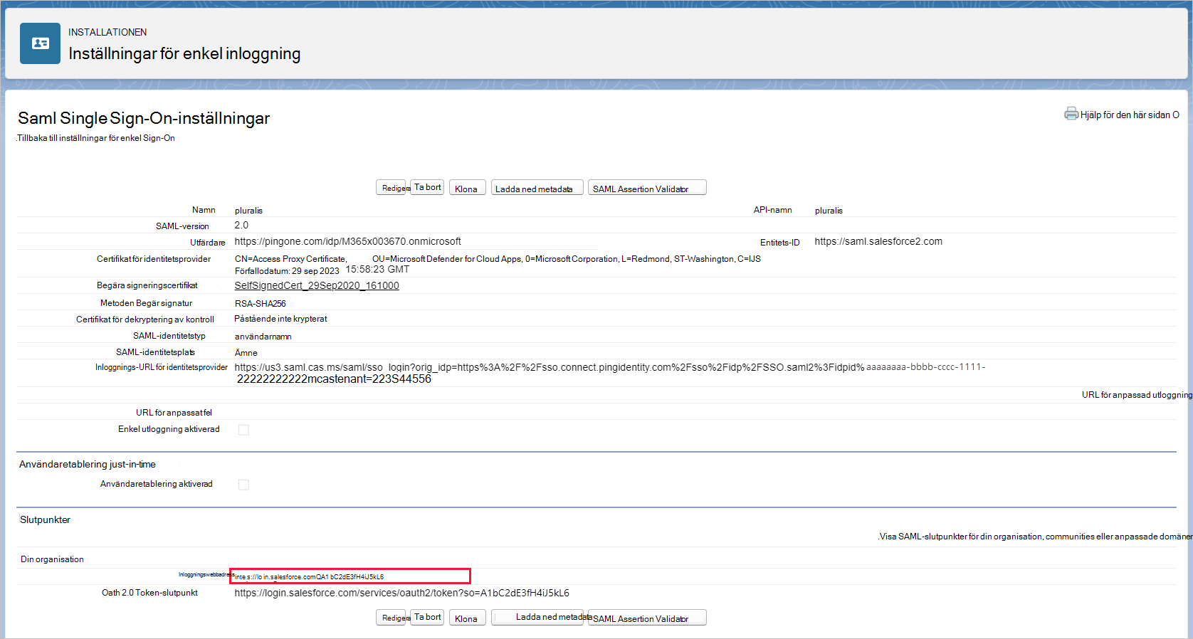 Select Salesforce SSO login URL.