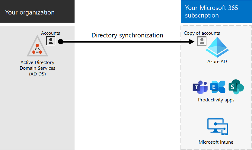 Använd katalogsynkronisering för att synkronisera lokal och onlineanvändarkontoinformation.