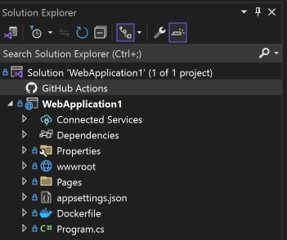 Screenshot showing GitHub Actions node in Solution Explorer.