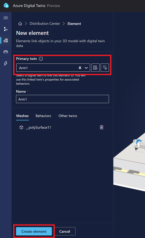 Skärmbild av alternativen för Nya element i 3D Scenes Studio.