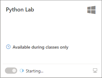 Skärmbild av labb-VM-panelen i Azure Lab Services när det inte finns någon kvot.