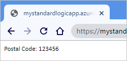 Skärmbild som visar webbläsaren med standardarbetsflödessvar från begäran till motringnings-URL.