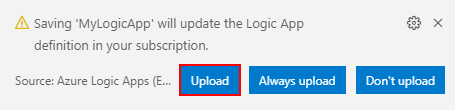 Ladda upp redigeringar till logikappdefinition i Azure