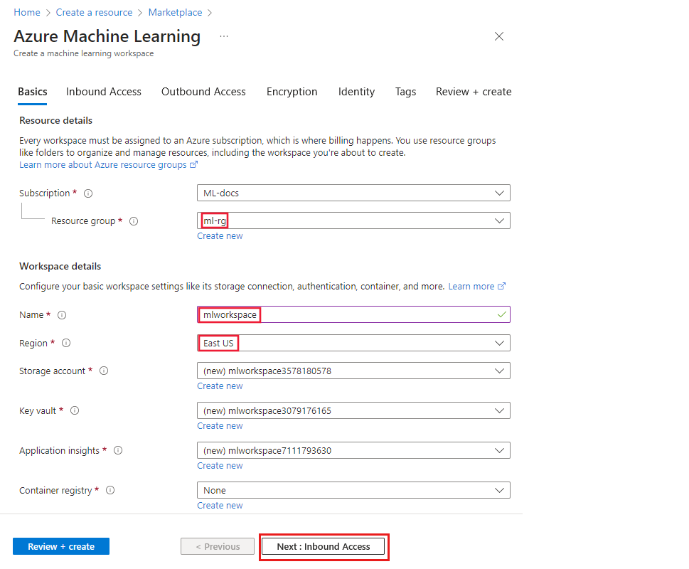 Skärmbild av formuläret för att skapa arbetsytan.