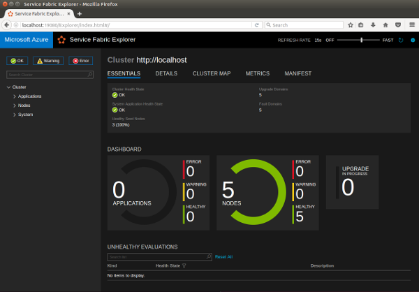 Service Fabric Explorer på Linux