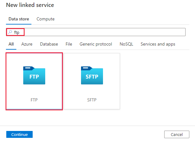 Skärmbild av FTP-anslutningsappen.