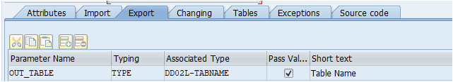 Exportera tabell 1