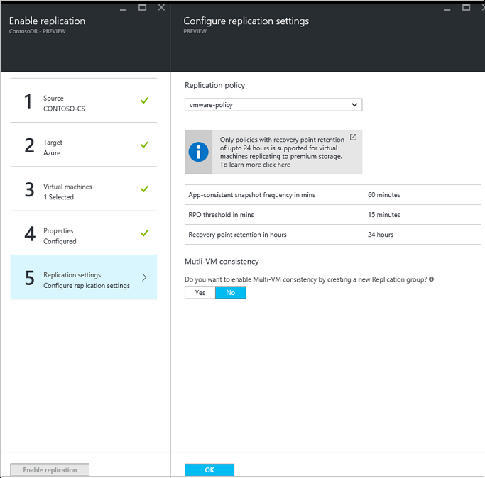 Enable replication window