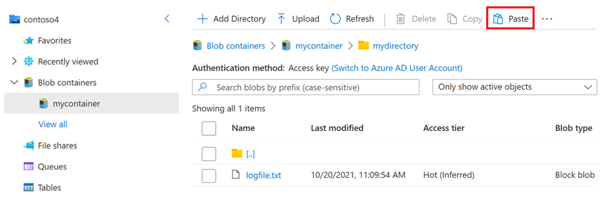 Skärmbild av platsen för knappen Klistra in.