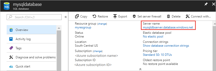 Hämta Azure SQL serverinformation