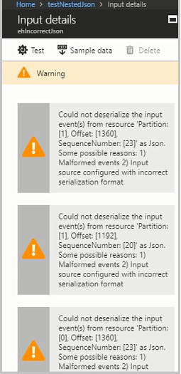 Skärmbild som visar ett varningsmeddelande om indatainformation.