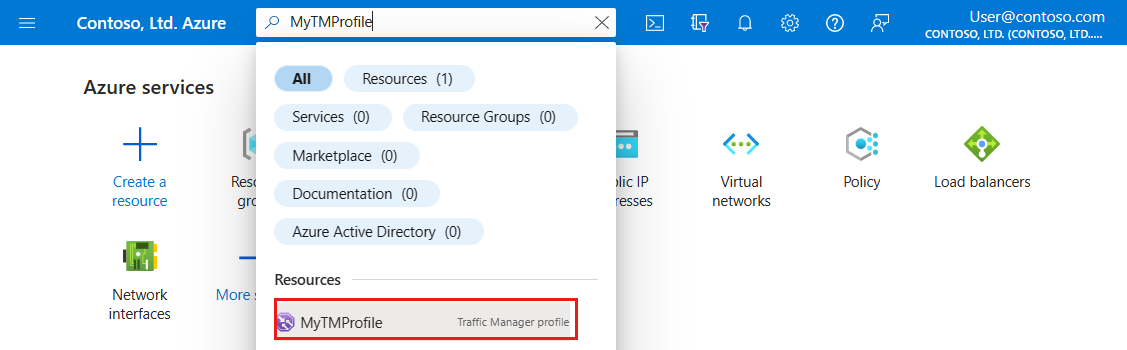 Sök i Traffic Manager-profil