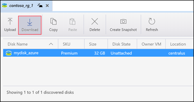 Skärmbild av Azure Storage Explorer som visar platsen för nedladdningsknappen.