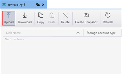 Skärmbild av Azure Storage Explorer som visar platsen för knappen Ladda upp.