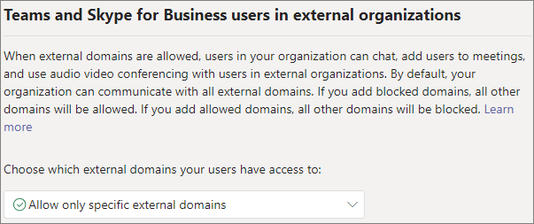 Screenshot of external domains settings