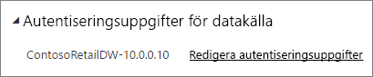 Skärmbild av dialogrutan för autentisering för en datakälla i en semantisk modell som använder en personlig gateway.