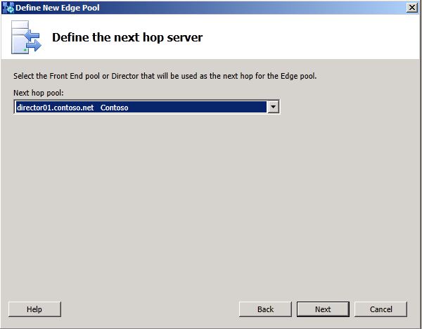 Define the Next Hop dialog box.