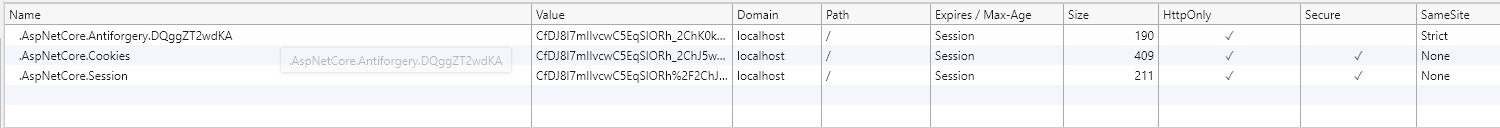 Browser Debugger Cookie List