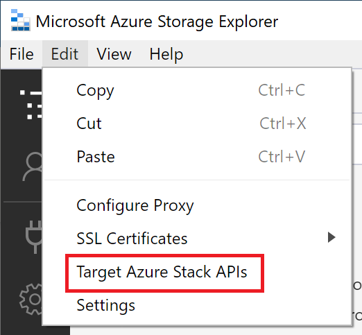 Se till att Azure Stack Hub-målet är valt