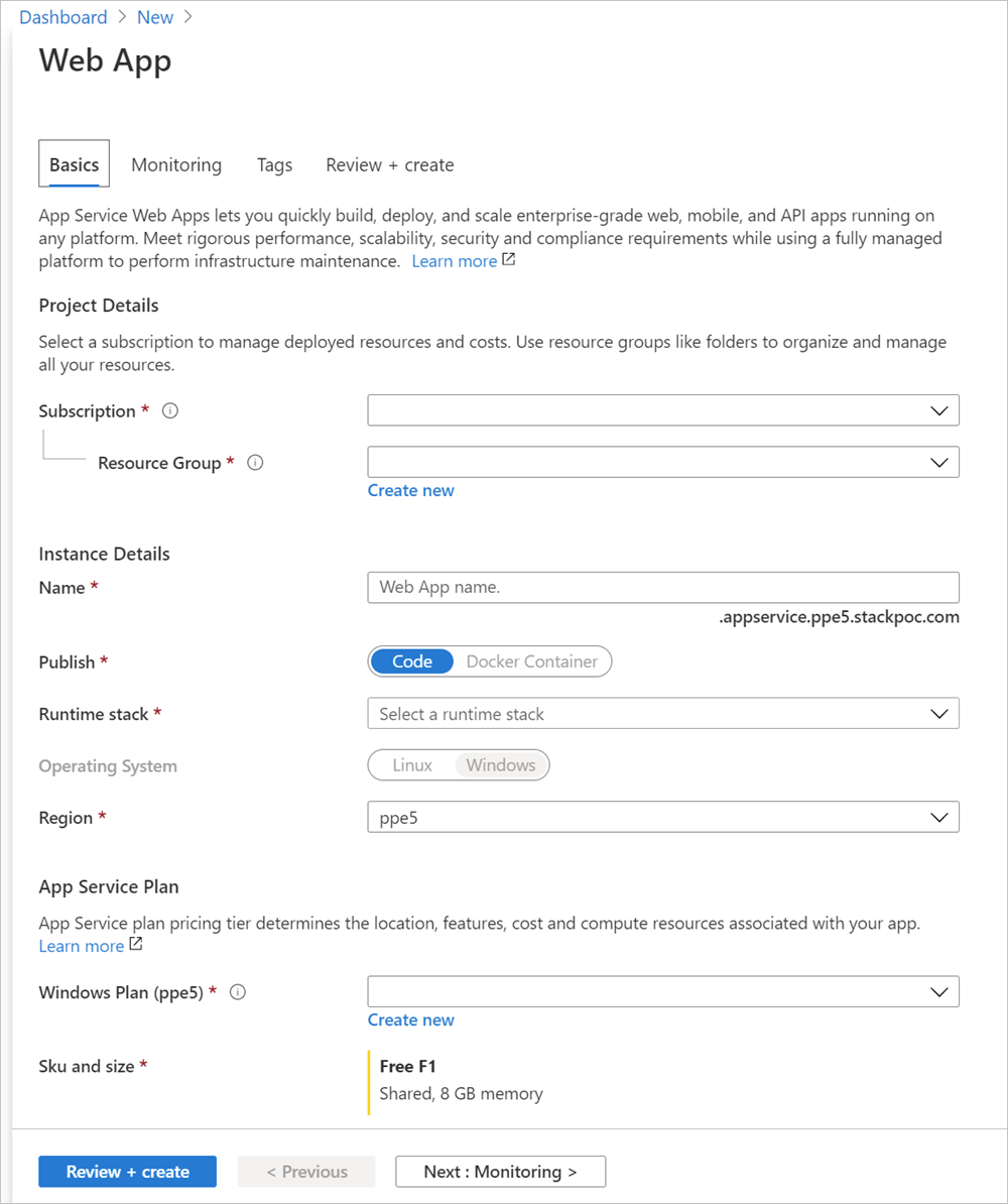 Skapa en webbapp i Azure Stack Hub
