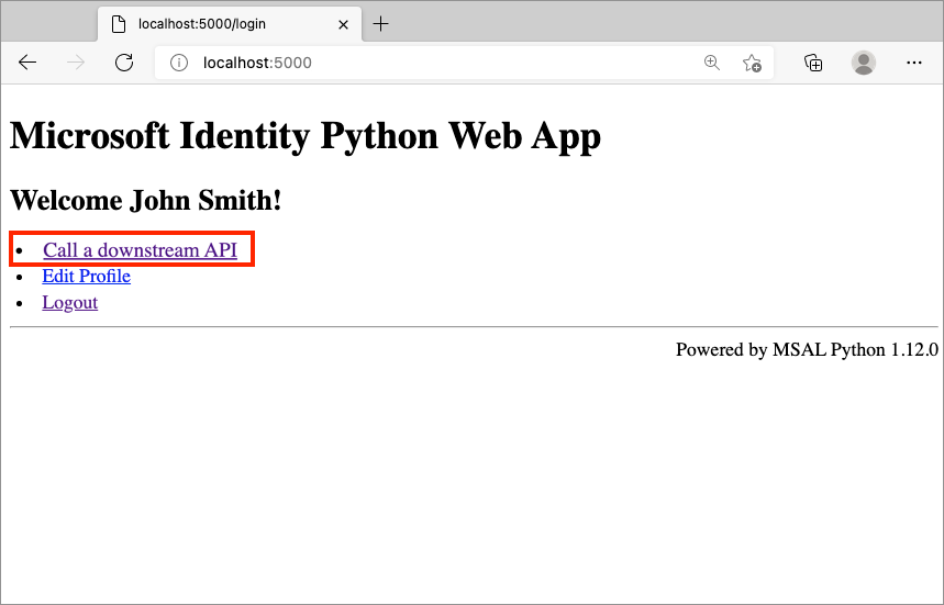 Skärmbild som visar hur du anropar ett webb-API.