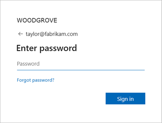 Skärmbild som visar länken för glömt lösenord.