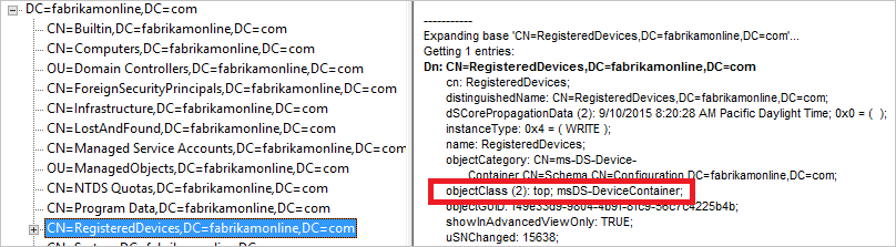 Felsöka objektklassen RegisteredDevices
