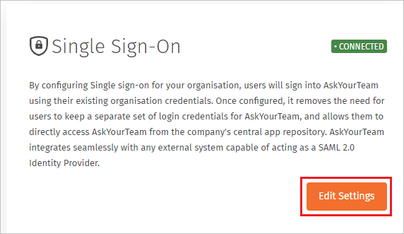 Screenshot shows the Single Sign-On message with an Edit Settings button.