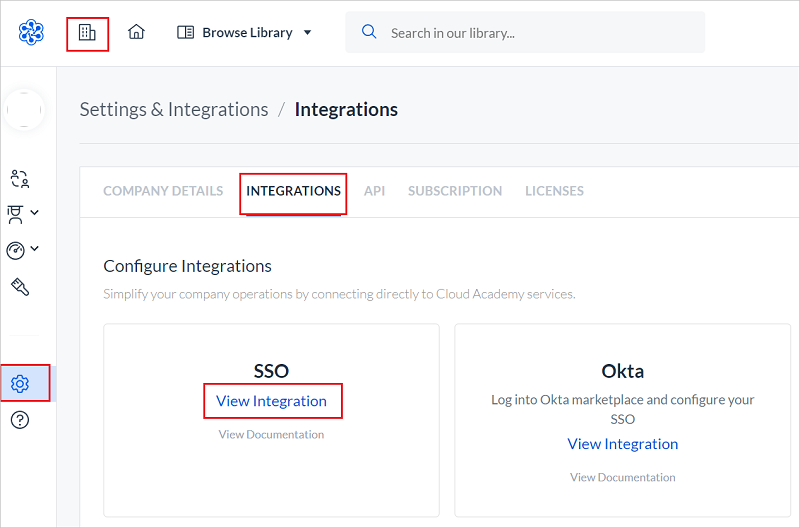 Screenshot that shows the Settings & Integrations option.