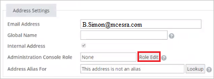 Screenshot shows Address Settings where you can select Role Edit.