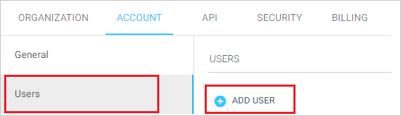 Screenshot shows ADD USER selected from Users.