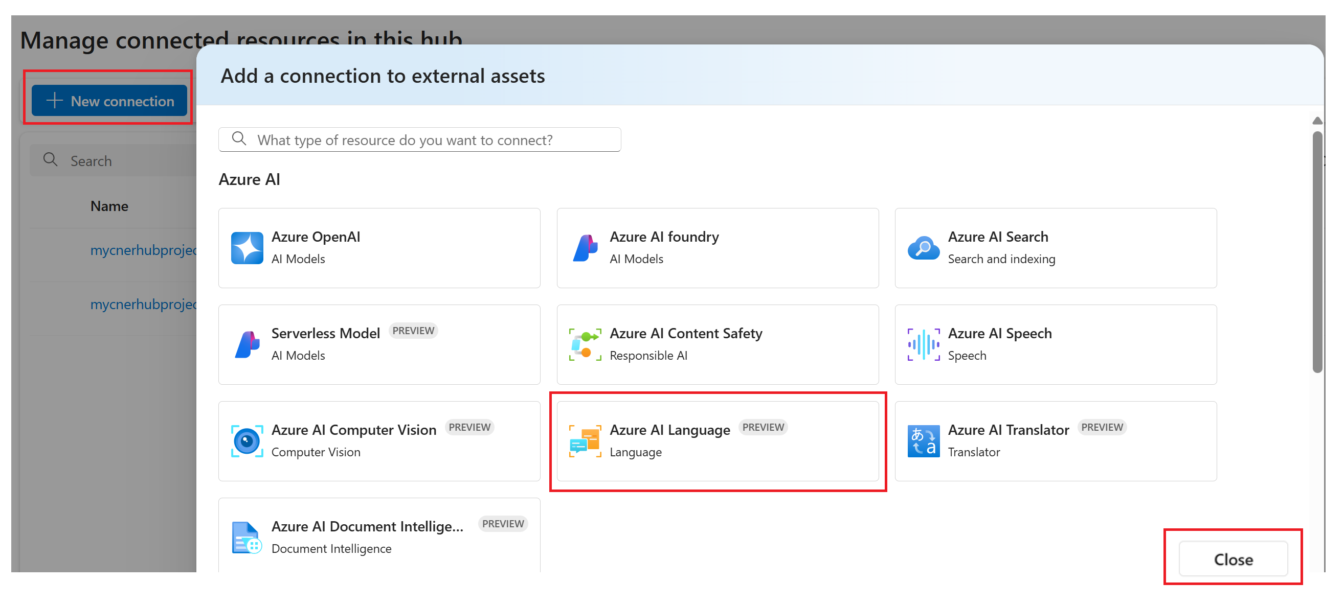 Skärmbild av anslutningsfönstret i Foundry.