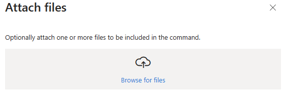 Skärmbild av att koppla filer till kommandot Azure Portal Kör.