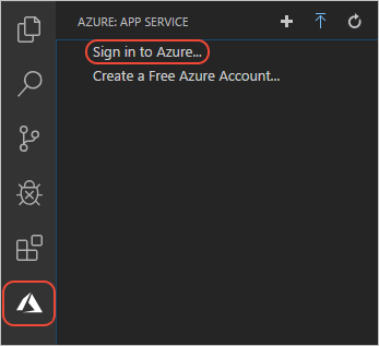 Skärmbild av alternativet Logga in på Azure.