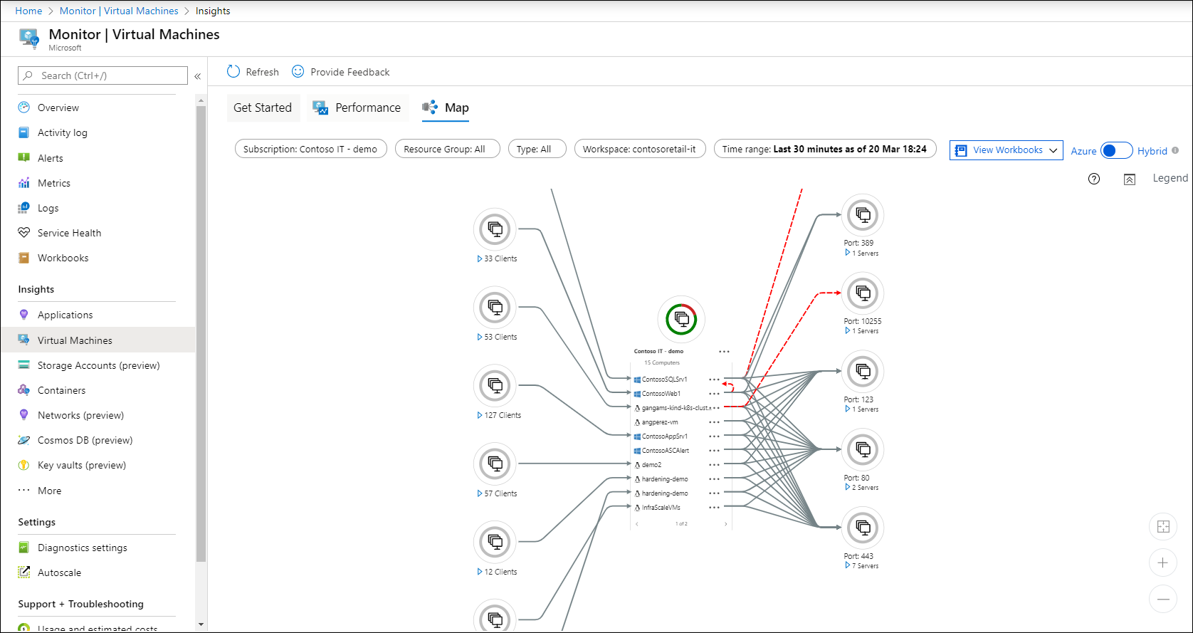 Fliken Mappning för virtuella Azure Monitor-datorer